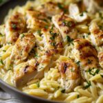 Garlic Butter Chicken Orzo with Cheese