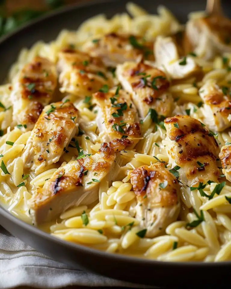 Garlic Butter Chicken Orzo with Cheese