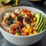 Shrimp and Avocado Bowls with Mango Salsa & Lime-Chili Sauce