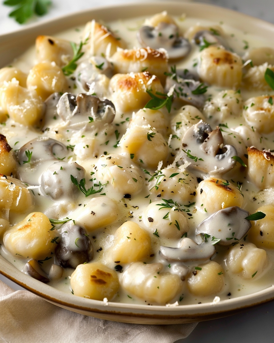 Mushroom Gnocchi with Parmesan Cream Sauce