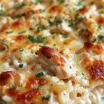 Dump-and-Bake Chicken Alfredo Rice Casserole