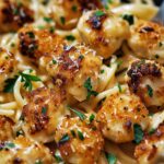 Garlic Butter Chicken Bites with Savory Creamy Parmesan Pasta