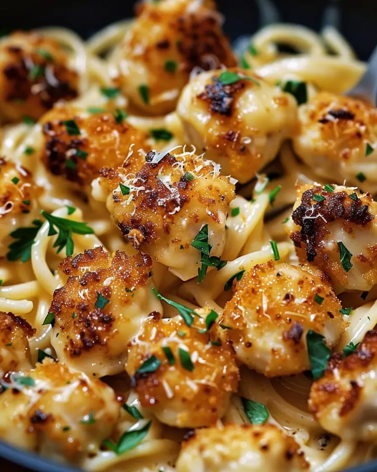 Garlic Butter Chicken Bites with Savory Creamy Parmesan Pasta