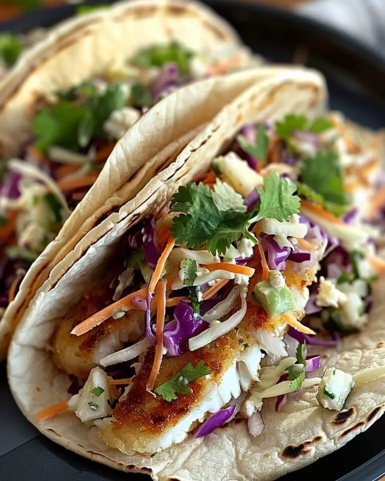 Crispy Fish Tacos with Cilantro Lime Slaw