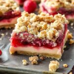 Rhubarb Strawberry Streusel Cheesecake Bars