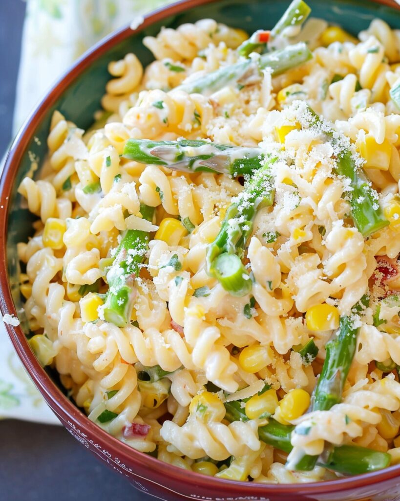 Parmesan Pasta Salad with Asparagus and Corn
