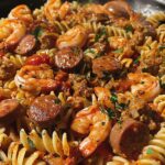 Cajun Ranch Shrimp and Sausage Pasta Skillet