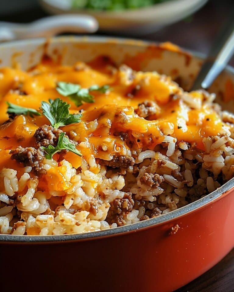 Cheesy Ground Beef Rice Casserole Comfort