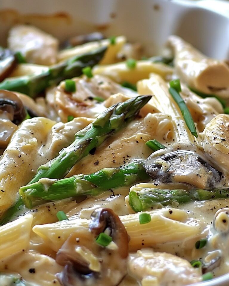 Creamy Mushroom and Asparagus Chicken Penne – Creamy, Garlicky, and Packed with Flavor