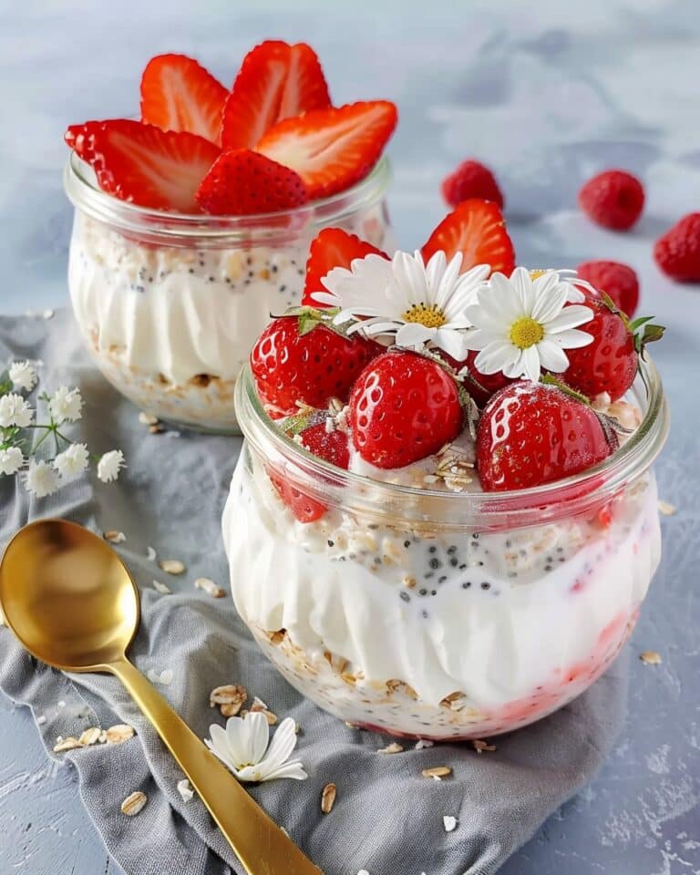 Overnight Oats with Strawberries and Greek Yogurt