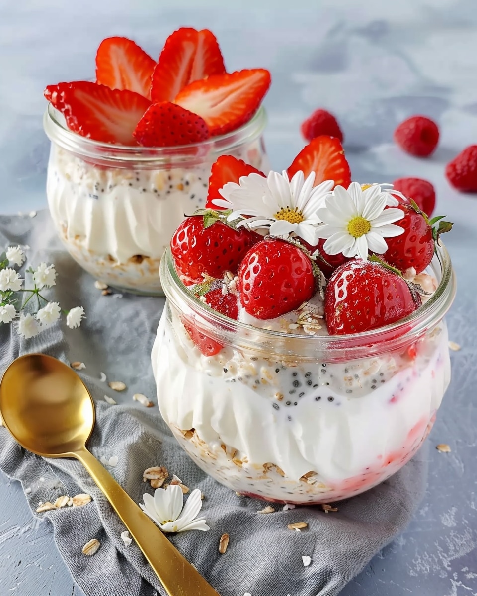 Overnight Oats with Strawberries and Greek Yogurt