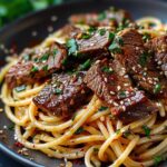 Sweet and Spicy Garlic Steak Pasta