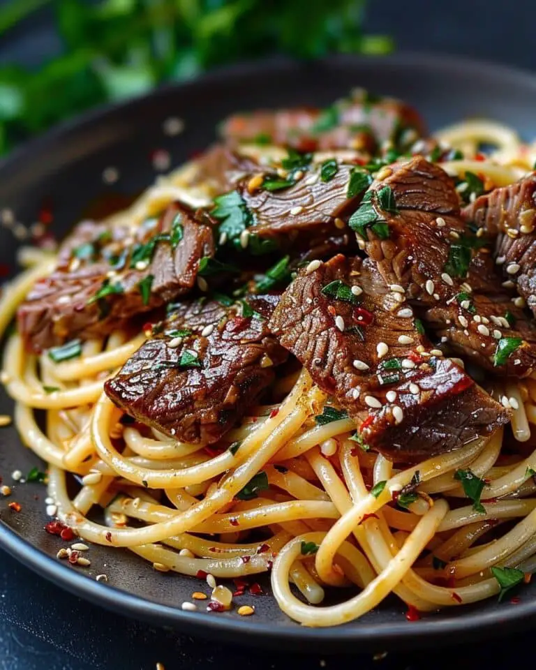 Sweet and Spicy Garlic Steak Pasta