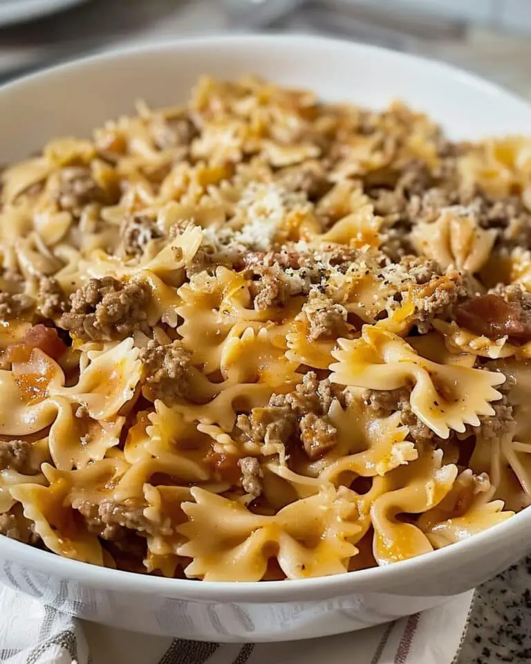 Creamy Velveeta Beef & Bowtie Pasta