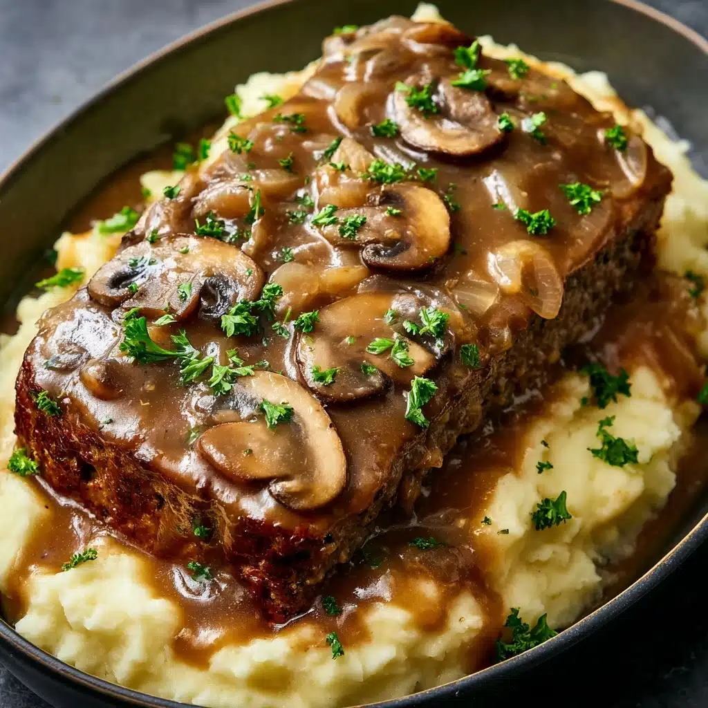 Salisbury Steak Meatloaf with Mushroom Gravy 4 Salisbury Steak Meatloaf with Mushroom Gravy - Recipe Image