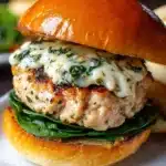 White Cheddar Spinach Chicken Burgers Recipe