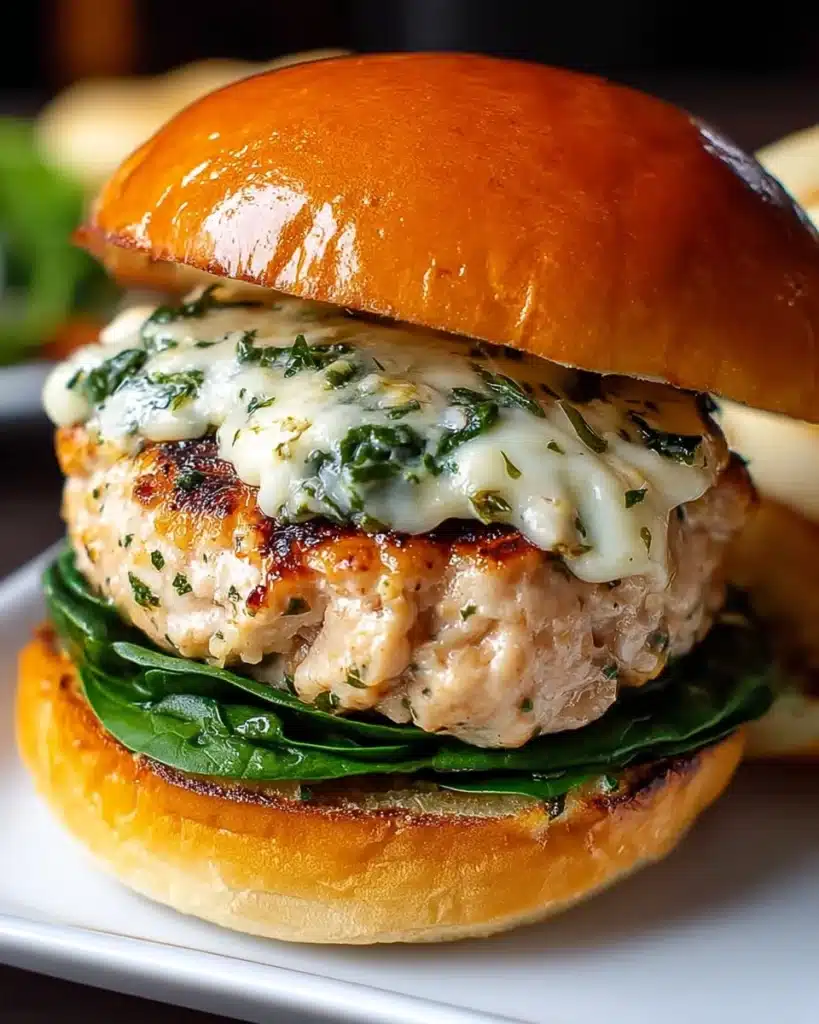 White Cheddar Spinach Chicken Burgers Recipe