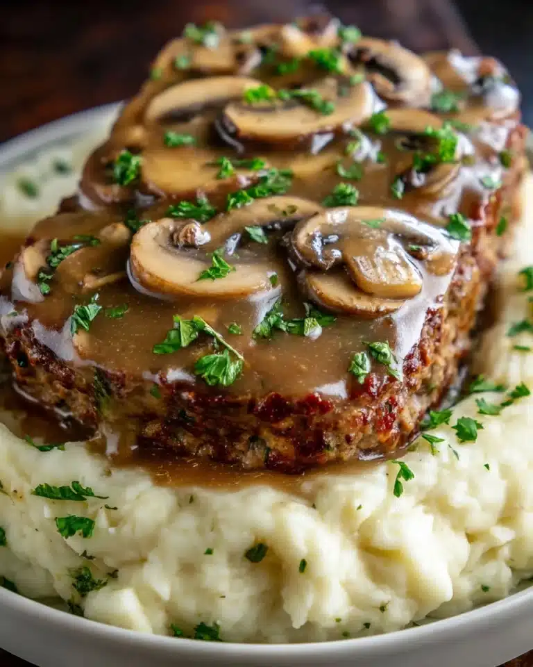 Salisbury Steak Meatloaf with Mushroom Gravy