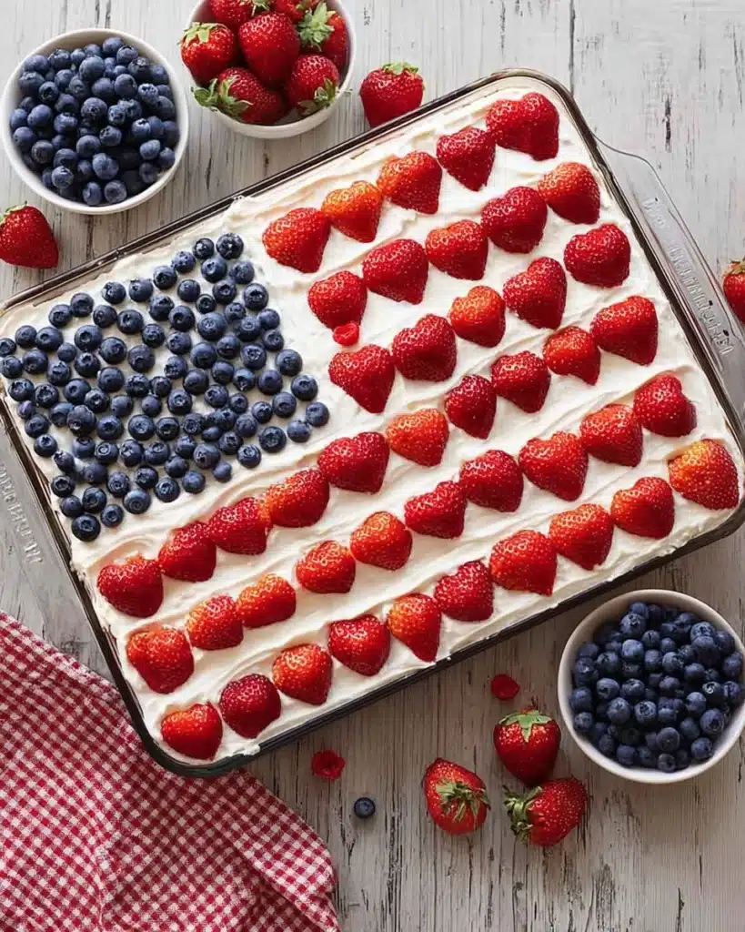 Flag Cake with Cream Cheese Topping Recipe