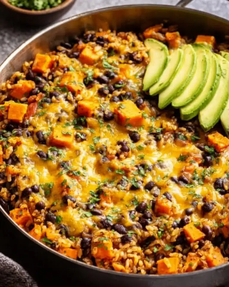 Southwest Sweet Potato, Black Bean and Rice Skillet Recipe