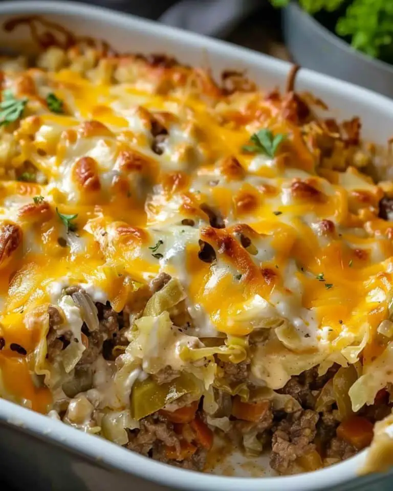 Cheesy Cabbage Beef Casserole