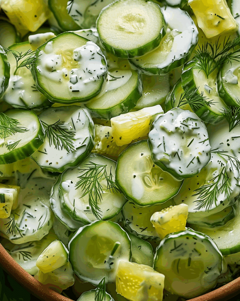 Creamy Dill Pickle Cucumber Salad
