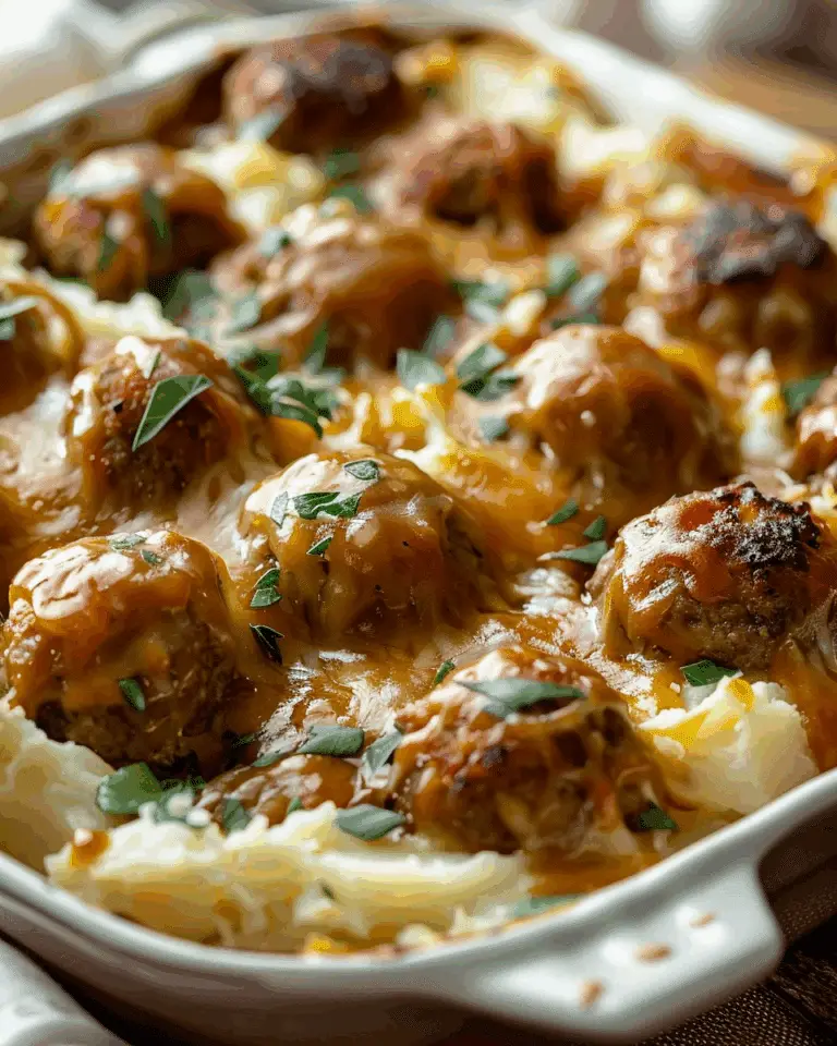 Meatball and Mashed Potato Bake