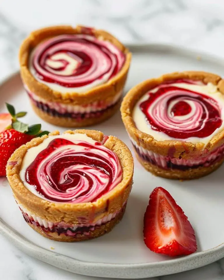 Strawberry Swirl Cheesecake Cookie Cups