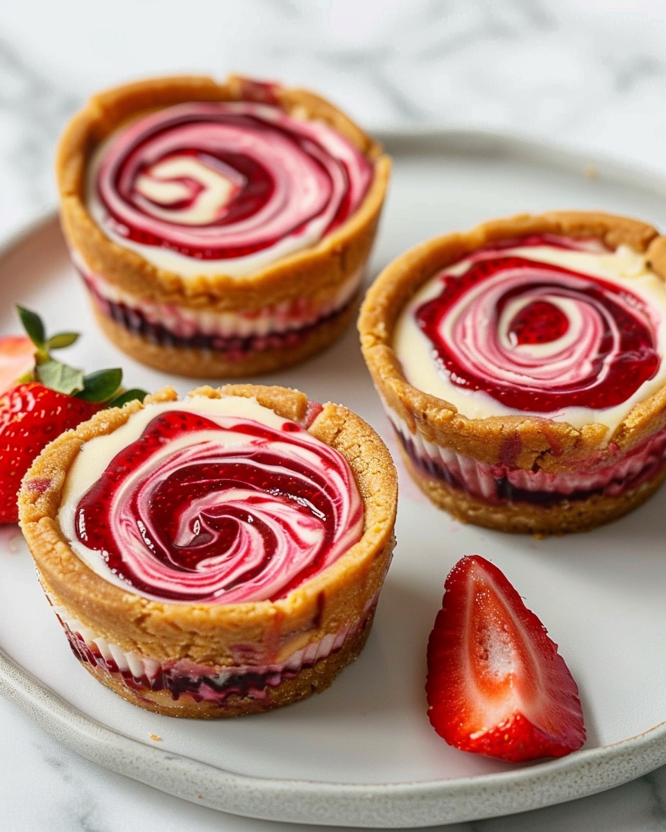 Strawberry Swirl Cheesecake Cookie Cups