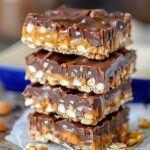 No Bake Crispy Snickers Bars