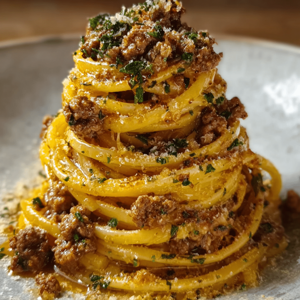 Creamy Parmesan Beef Linguine in Garlic Butter Sauce Recipe - Recipe Image