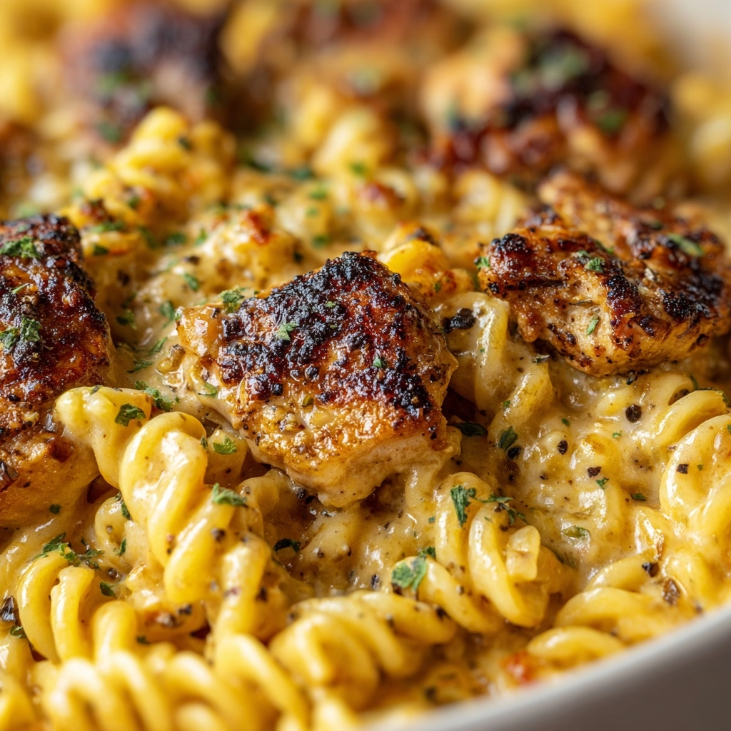 Cheesy Cajun Garlic Chicken Rotini Skillet Recipe - Recipe Image