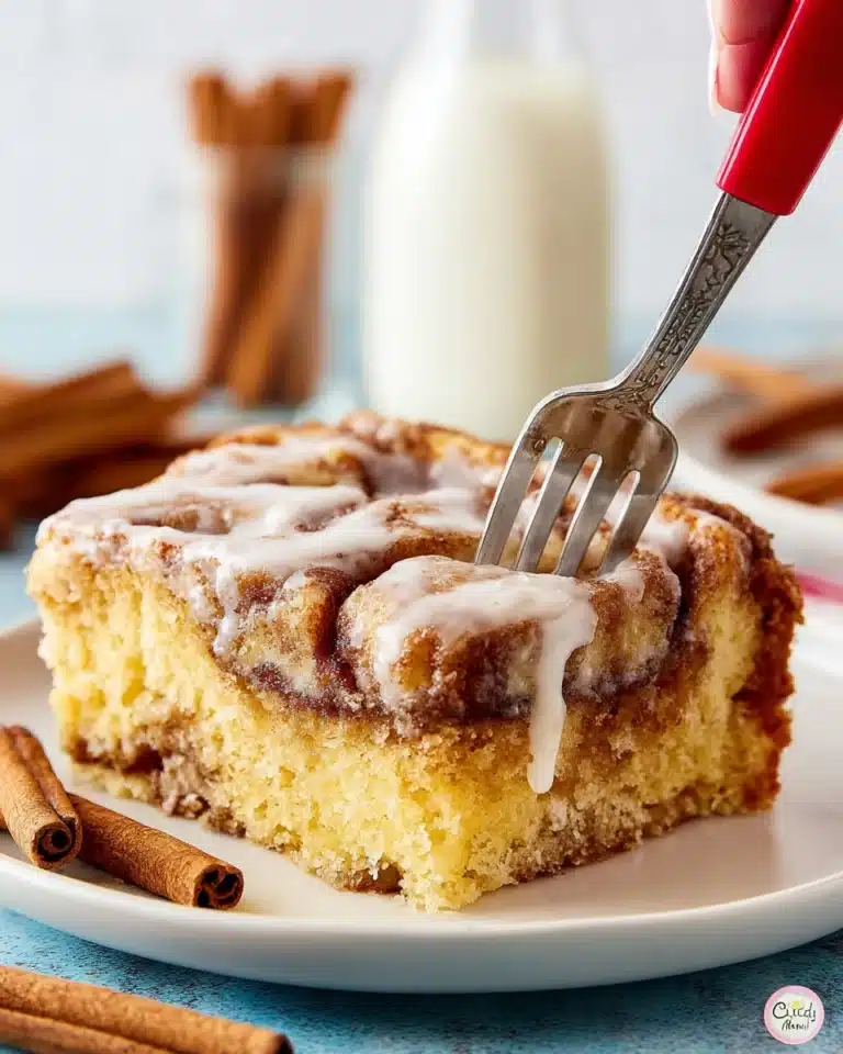 Cinnamon Roll Cake with Vanilla Glaze