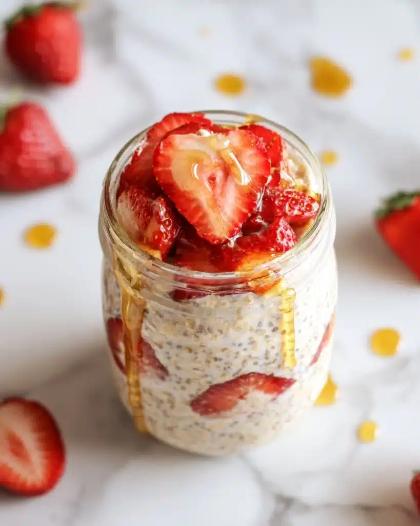 Strawberry Cheesecake Overnight Oats Recipe