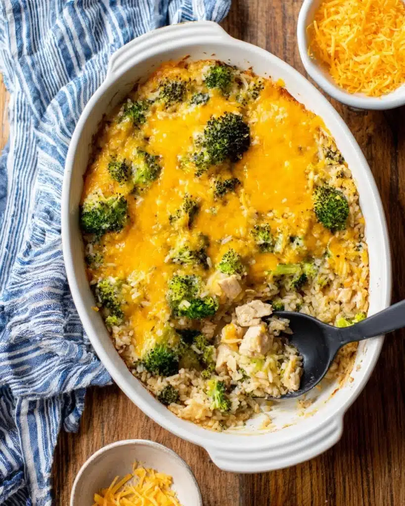 Easy Cheesy Broccoli Chicken and Rice Casserole Recipe