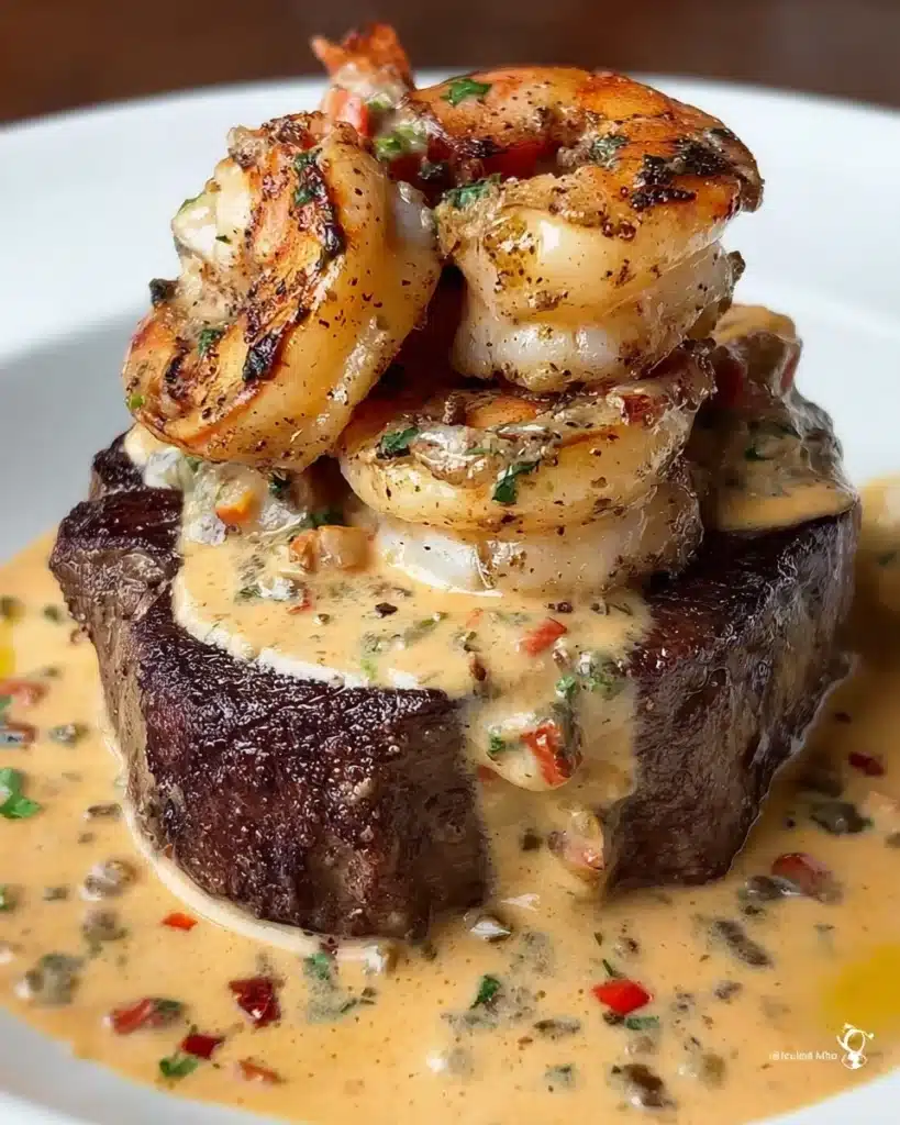 Filet Mignon with Shrimp and Lobster Cream Sauce Recipe