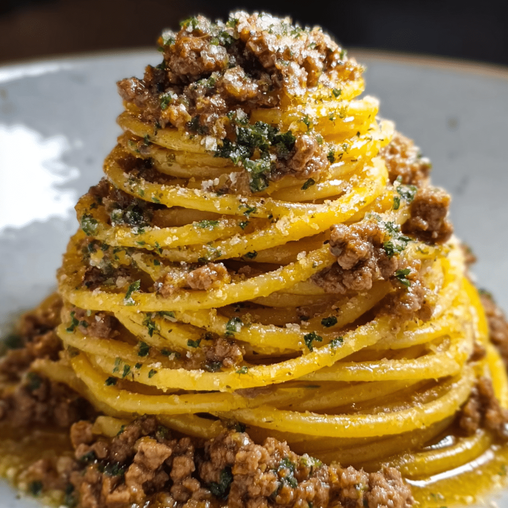 Creamy Parmesan Beef Linguine in Garlic Butter Sauce Recipe - Recipe Image
