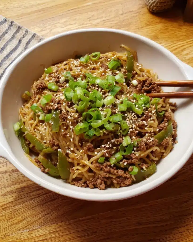 Asian Ground Beef Noodle Bowls Recipe