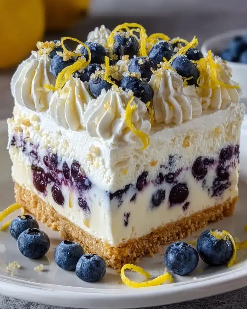 No-Bake Lemon dazzling Blueberry cream Cake Recipe