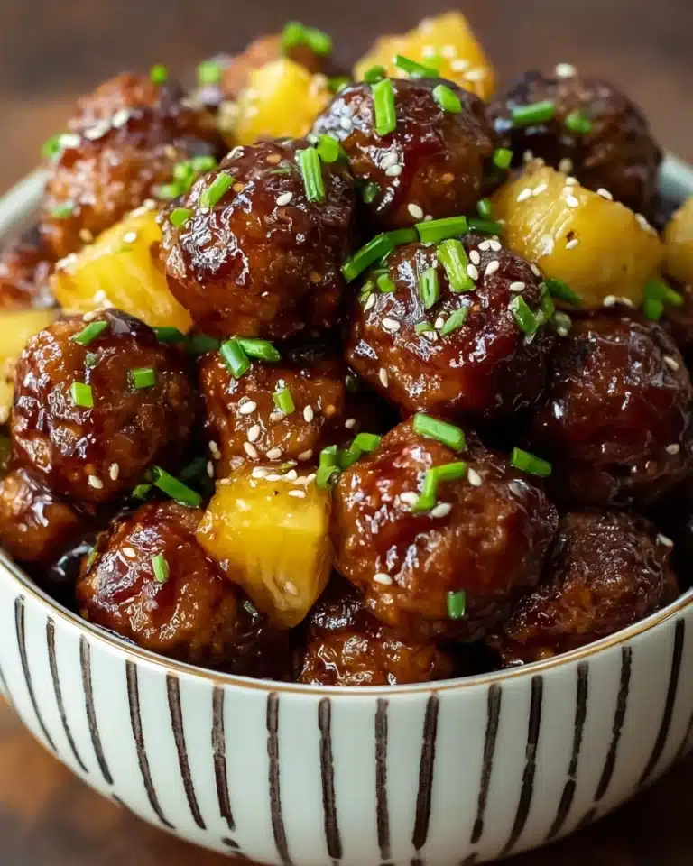 Sweet and Savory Hawaiian Meatballs in a Crock Pot