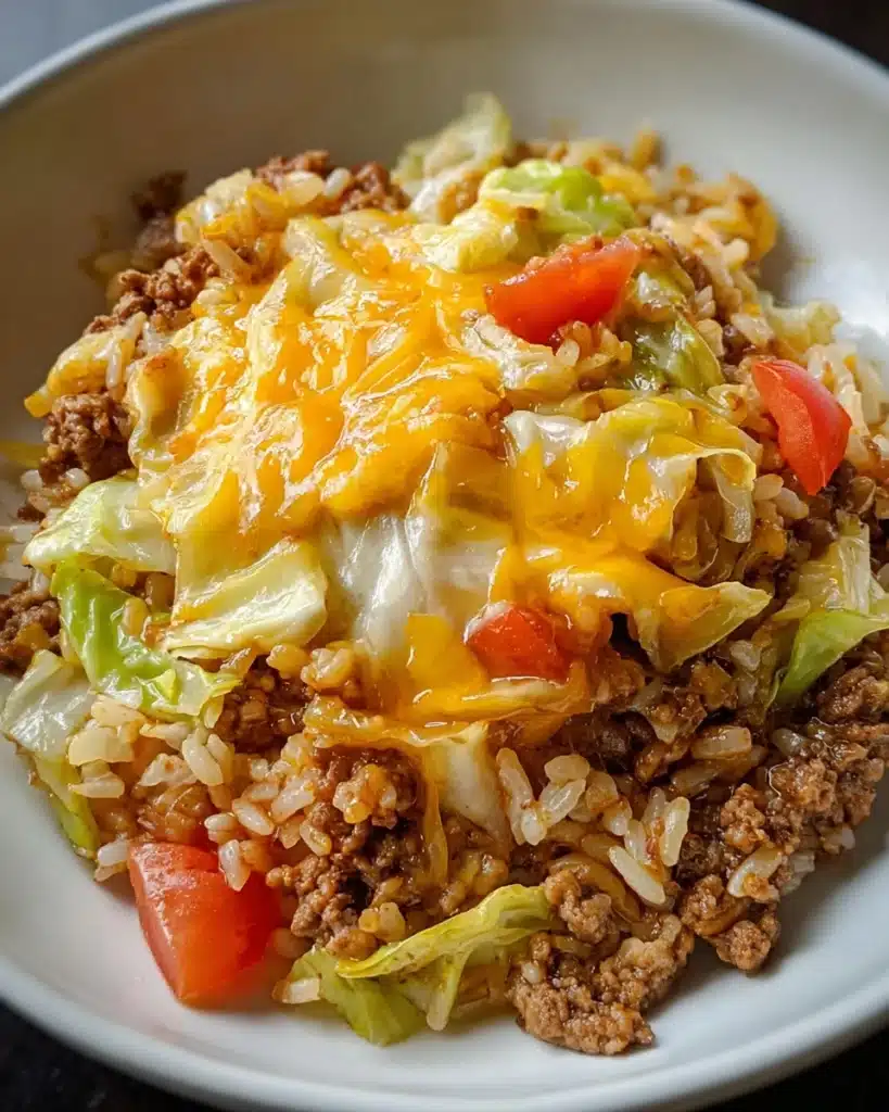 Cheesy Cabbage Beef Casserole Recipe