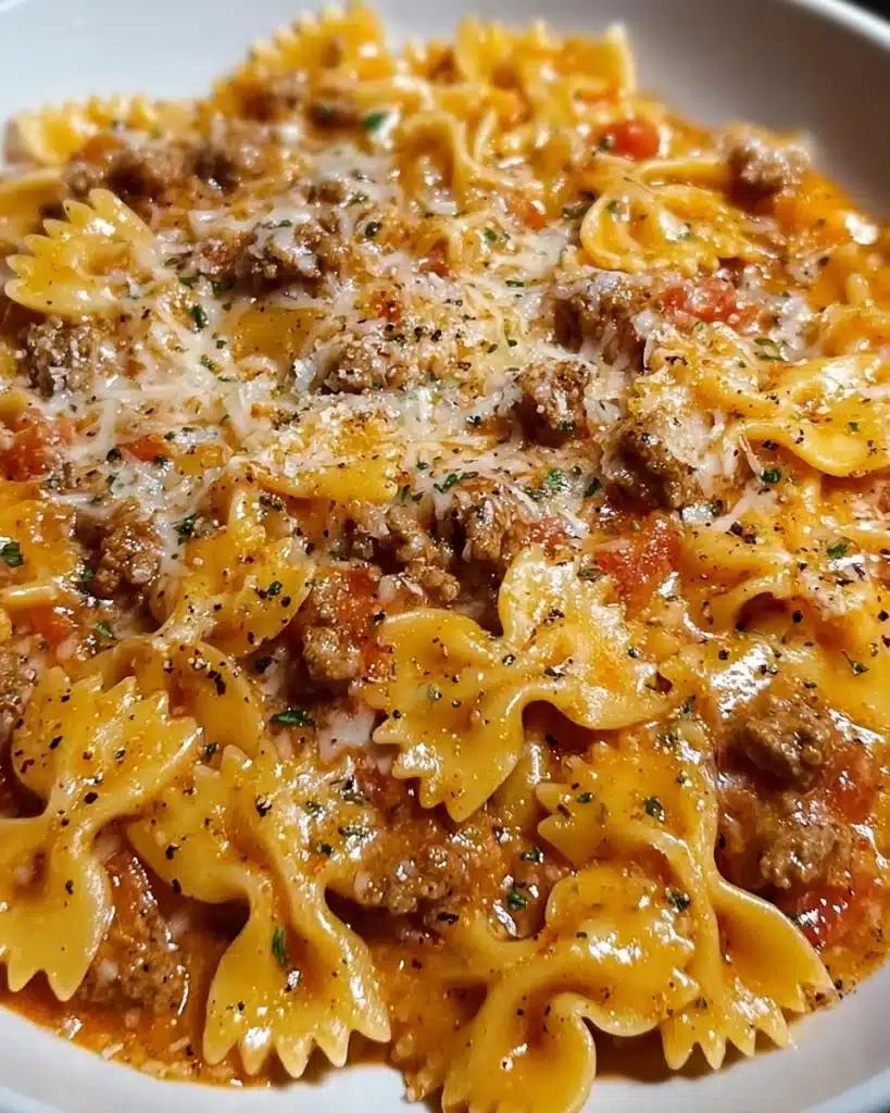 Velveeta Beef Pasta with Bowtie Noodles Recipe