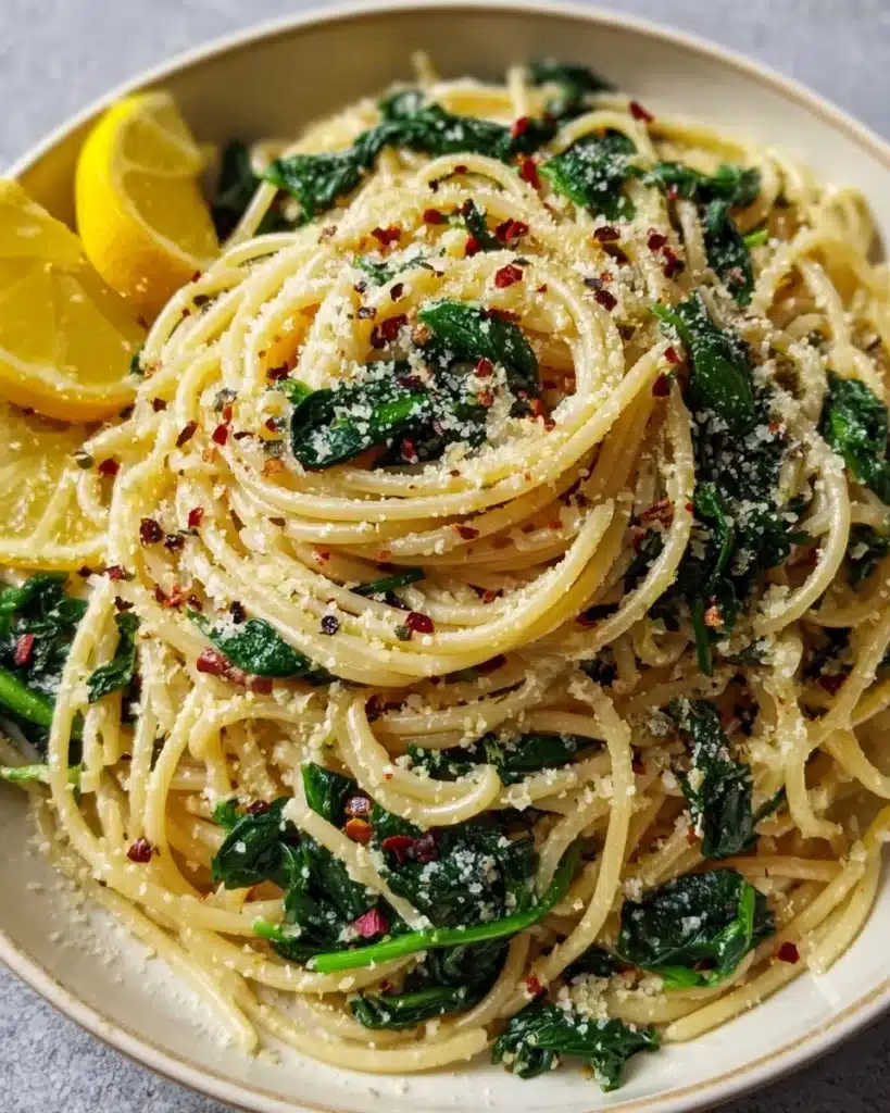 Spaghetti with Garlic & Spinach Recipe