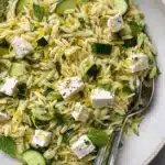 Lemony Orzo Pasta Salad with Cucumber and Feta Recipe
