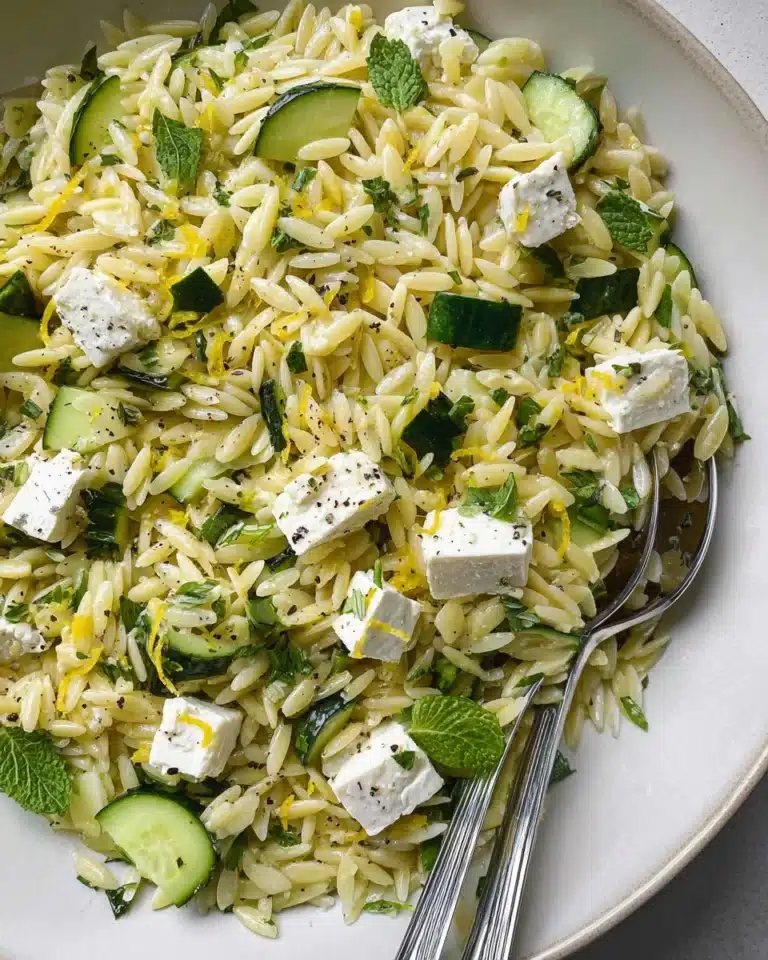 Lemony Orzo Pasta Salad with Cucumber and Feta Recipe