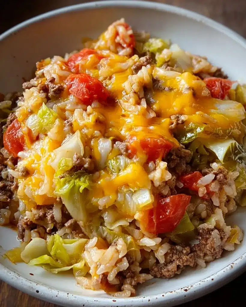 Cheesy Cabbage Beef Casserole Recipe