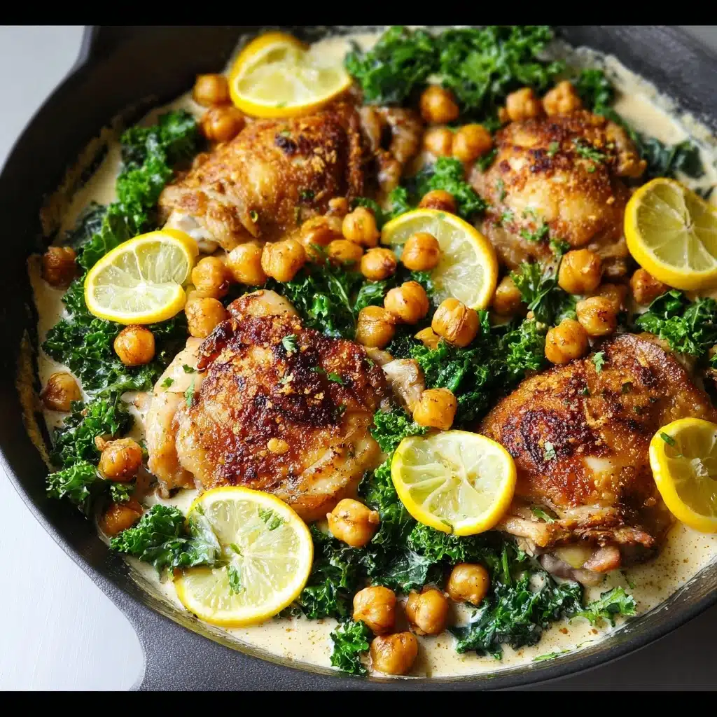 CREAMY LEMON CHICKEN THIGHS WITH KALE AND CHICKPEAS Recipe 4 CREAMY LEMON CHICKEN THIGHS WITH KALE AND CHICKPEAS Recipe - Recipe Image