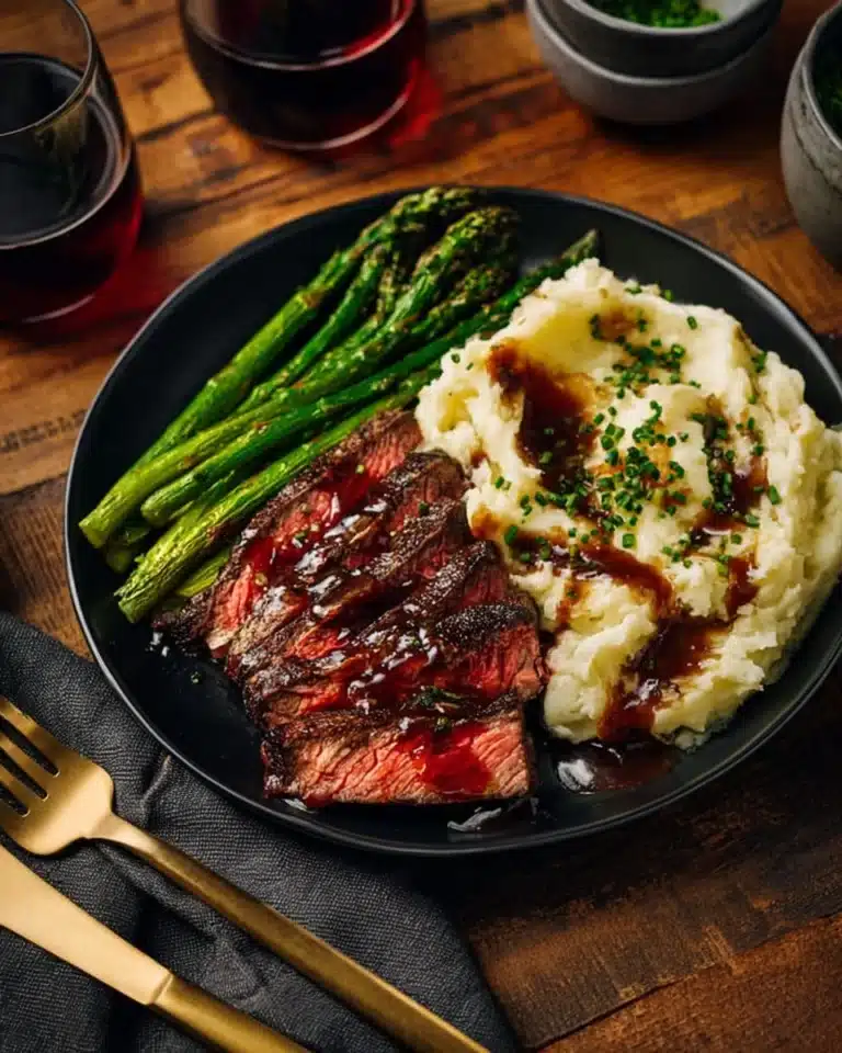 Bavette Steak & Roasted Garlic Pan Sauce Recipe