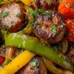 Sausage, Onion, Bell Peppers & Tomatoes Over Rice Recipe
