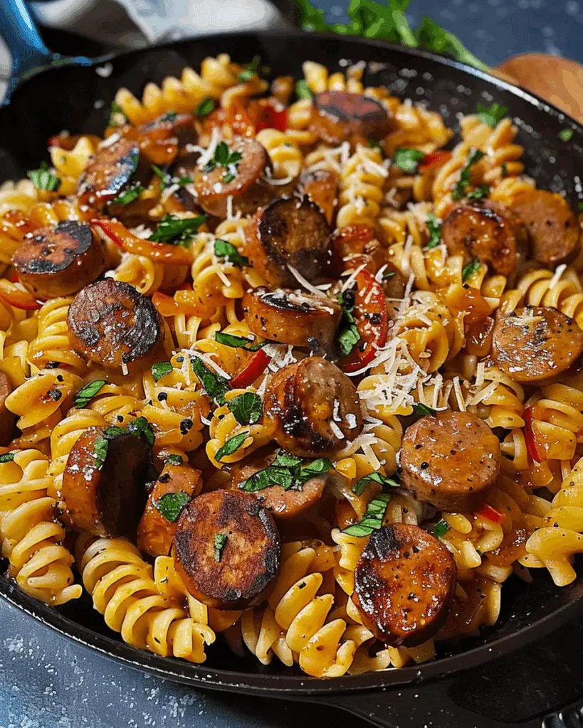 Sticky Honey Garlic Sausage Pasta Skillet: A Flavorful One-Pan Wonder